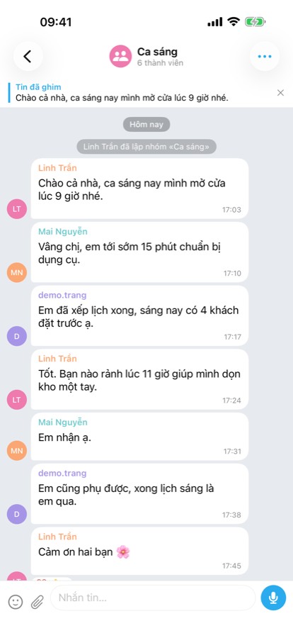 Một khung chat nhóm trong Yana Chat